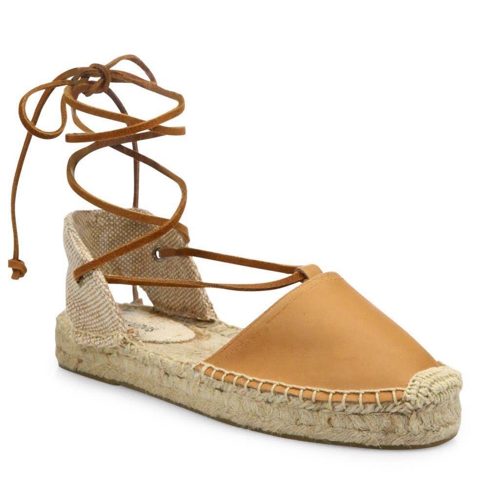 soludos brown lauren leather lace up espadrille